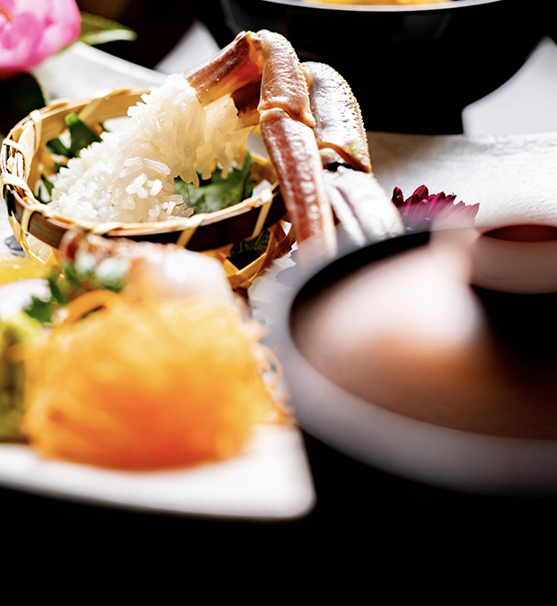 京都の和食レストラン ゆう月の蟹料理 会席料理