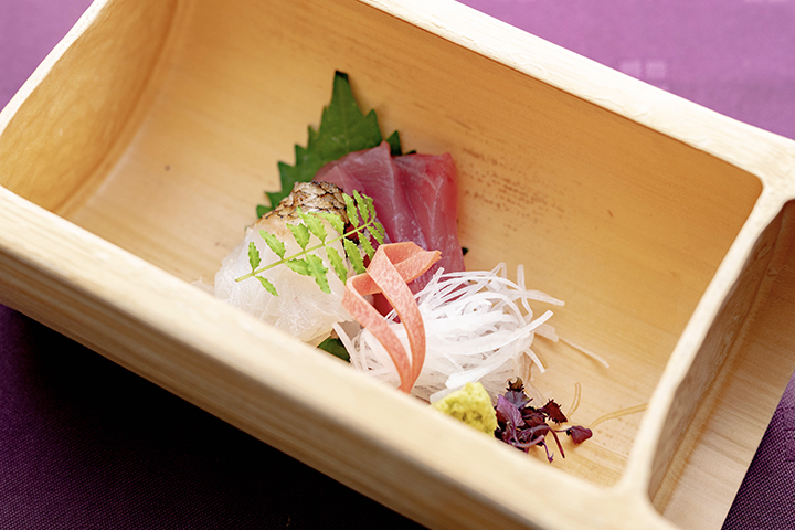 京都の料亭 ゆう月の冬の会席料理 お造り 刺身