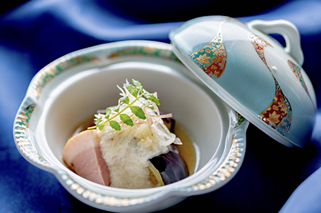 京都の和食レストラン ゆう月の夏の会席料理 賀茂なす料理