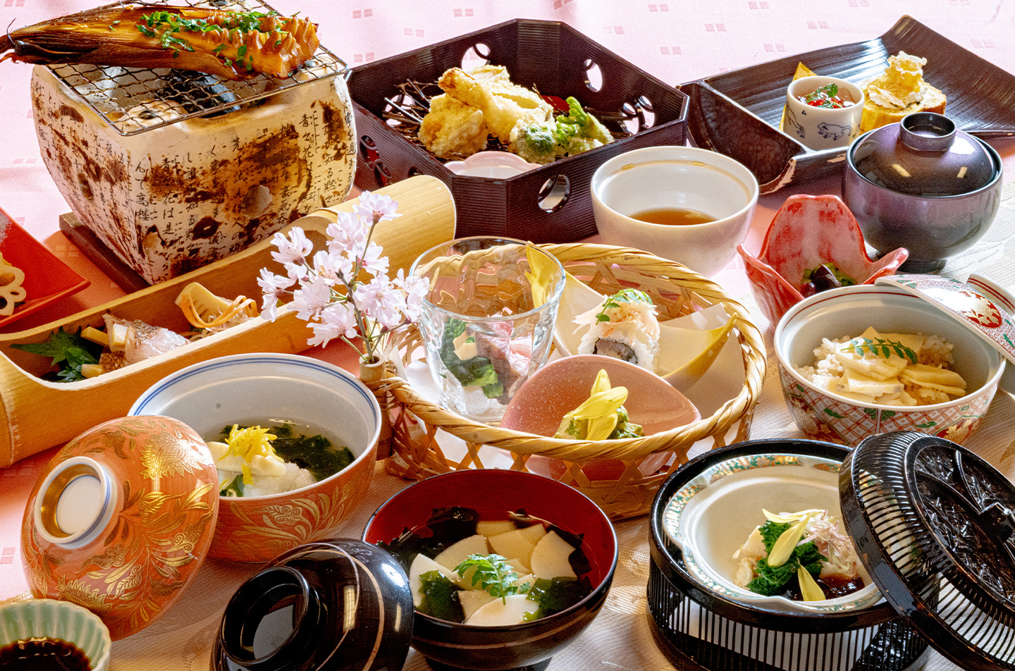 福知山報恩寺筍を使ったたけのこ会席料理の全体