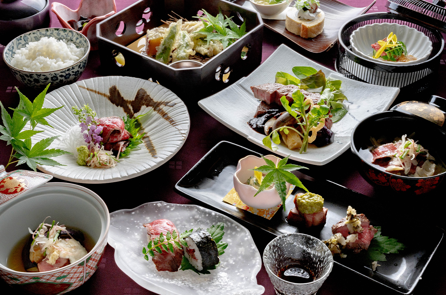 丹波牛の全ての料理を肉料理で構成した丹波牛づくし会席