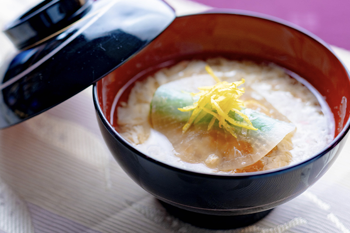 丹波のレストラン ゆう月の冬の会席料理 海老芋 京野菜